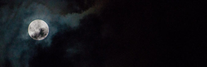 The moon during the nights and clouds all over