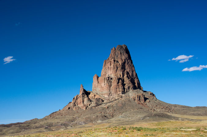 Close view of a rock with sky background